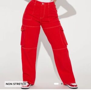 Fashion Nova Red Straight Leg Jeans